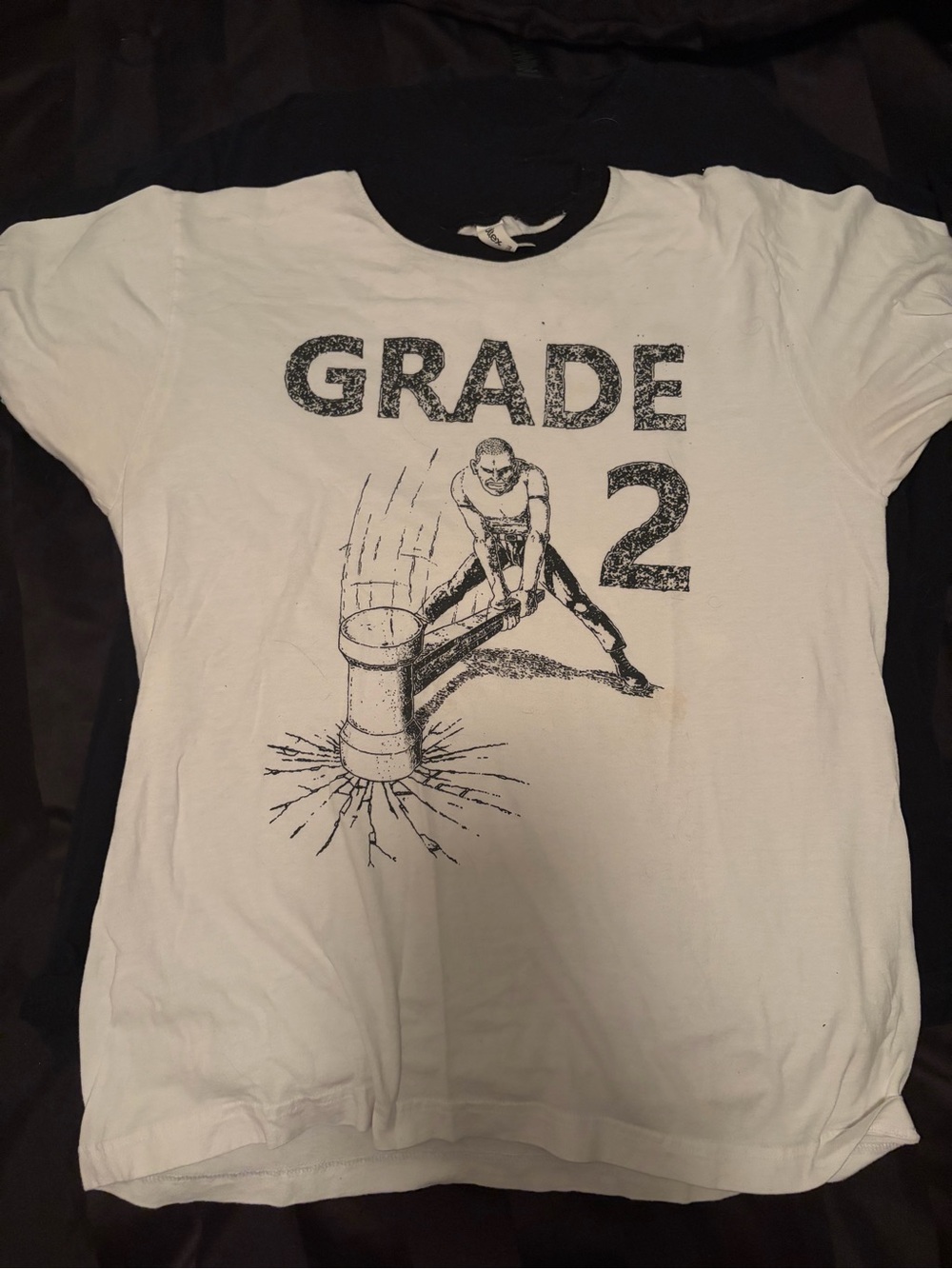 Tultex White Kids Short Sleeve Tee with Black Ringer and Grade 2 Graphic